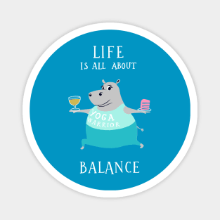 All About Balance - funny yoga hippo Magnet